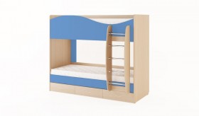 Кровать 2-х ярусная с ящиками (Беленый дуб/Синий) в Нижнем Ингаше - nizhnij-ingash.katalogmebeli.com | фото