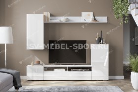 Мебель для гостиной МГС 4 (Белый/Белый глянец) в Нижнем Ингаше - nizhnij-ingash.katalogmebeli.com | фото