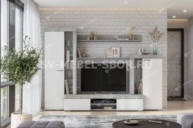 Мебель для гостиной МГС 5 Цемент светлый / Белый в Нижнем Ингаше - nizhnij-ingash.katalogmebeli.com | фото
