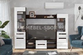 Мебель для гостиной МГС 6 (Исполнение 1/Венге/Белый глянец) в Нижнем Ингаше - nizhnij-ingash.katalogmebeli.com | фото
