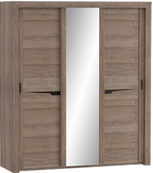 Шкаф трехдверный Соренто с раздвижными дверями Дуб стирлинг/Кофе структурный матовый в Нижнем Ингаше - nizhnij-ingash.katalogmebeli.com | фото