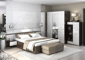 Спальня Вегас (Венге/Белый глянец) в Нижнем Ингаше - nizhnij-ingash.katalogmebeli.com | фото