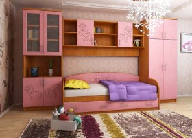 Детская Веселый пони Комплект мебели (Вишня оксфорд/Розовый) в Нижнем Ингаше - nizhnij-ingash.katalogmebeli.com | фото